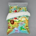 thumbnail image 2 of Ambesonne Cartoon Bedding Set 3 Pcs, Savannah Animals Colorful, Twin, Multicolor, 2 of 3