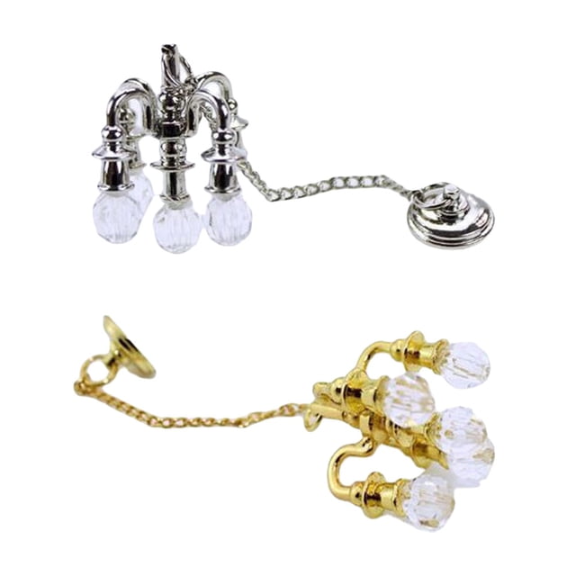 Modelo de araña de cristal de 2 piezas Decoración de lámpara de colgante en miniatura para mini casa
