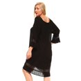 thumbnail image 2 of Exclusive Women's Plus Size 3/4 Three Quarter Sleeved Crochet Tunic Dress - Black - 1X, 2 of 3