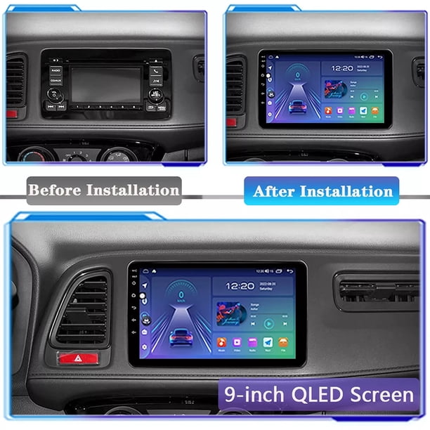2+32G Android 13 Car Stereo Radio for Honda Vezel/XRV/HRV 2014-2019 Built-in with Carplay Android Auto 9in Car Radio with Wifi Bluetooth FM SWC Mirror Link Split Screen + AHD Backup Camera