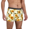 thumbnail image 4 of Salouo Light Green Plaid Sunflower Print Men's Boxer Briefs,Breathable Underwear Elastic Waistband Briefs for Men -Small, 4 of 8