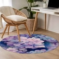 thumbnail image 5 of Vintage Hydrangea 3ft Area Rug, Spring Purple Flowers Garden Plants Washable Non-Slip Small Round Rugs for Entryway Bedroom Kitchen, Soft Circle Carpet for Dining Room, Playroom Nursery Rug, 5 of 9