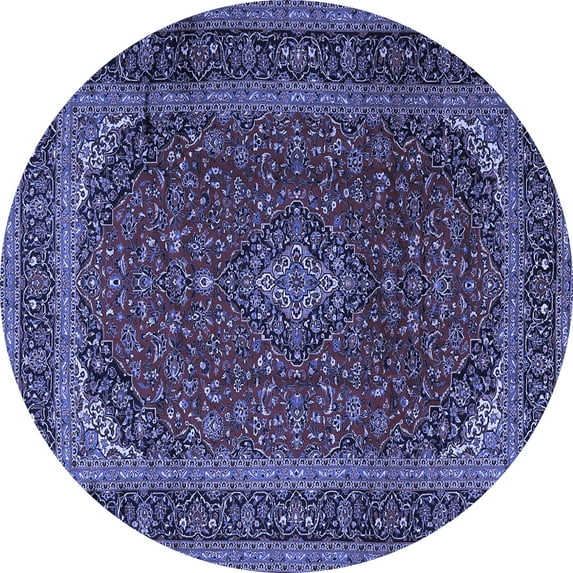Ahgly Company Indoor Round Medallion Blue Traditional Area Rugs, 7' Round