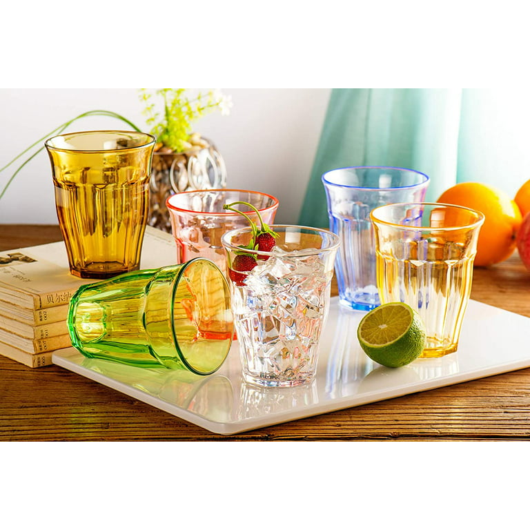 Plastic Drinking Glasses Set Of 8 Tumblers Cups Restaurant Multicolor Bar  10 Oz