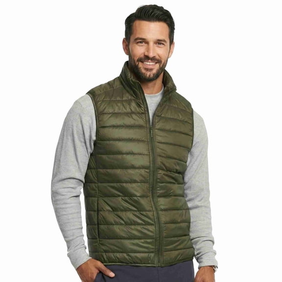 Men's Lightweight Full Zip Puffer Vest, Olive M, 1 Count, 1 Pack