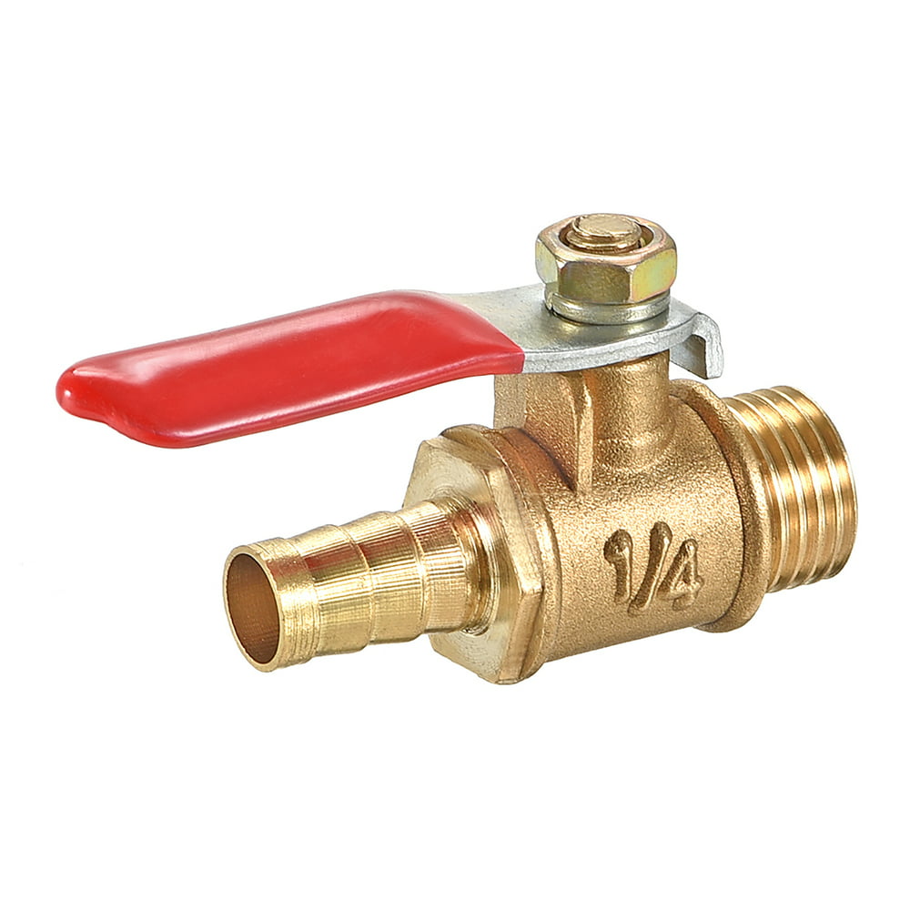 Brass Air Ball Valve Shut Off Switch G1/4 Male to 3/8" Hose Barb Pipe