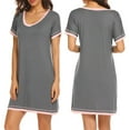 thumbnail image 3 of New Women's Short Sleep Dress,Stripe Hem Short Sleeve Cotton Sleep Nightshirt Seamless Super Soft Pajama Dress Boyfriend Sexy Sleepwear Casual Nightgowns,S-2XL Gray, 3 of 7