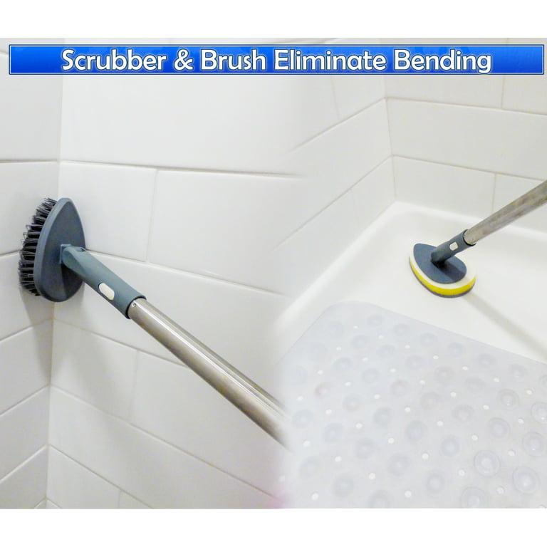 THE SIMPLE SCRUB Tile + Shower Scrubbing Mop Brush | Clean Bathroom,  Kitchen, Hard to Reach Places | Ergonomic Handle + Interchangeable,  Reusable