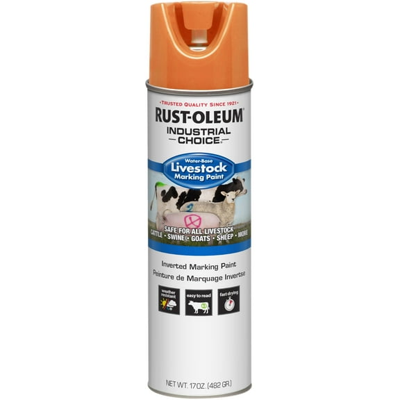 Rust-Oleum 383006 Livestock Marking Spray Paint, 17 oz, Fluorescent Orange
