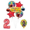 Sesame Street Elmo and Friends 2nd Birthday Supplies Decorations Balloon Set, Plus (1) 66' (66 Foot) Roll of Curling Balloon Ribbon, in coordinating colors.