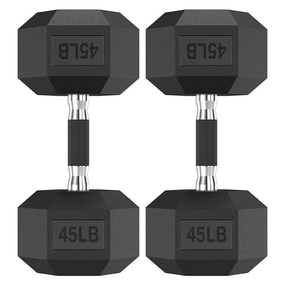 Hex Dumbbell Set, 2.5-65 lb Rubber Encased Exercise & Fitness Dumbbells, Weights Dumbbells Set of 2, Hand Weight for Strength Training