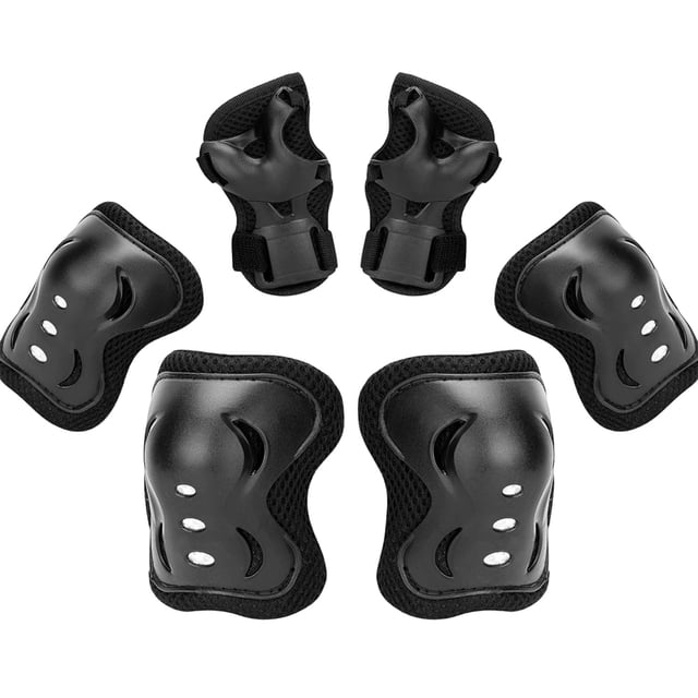 SET DE PROTECCIÓN INFANTIL PARA PATINAJE, SCOOTER Y BICICLETA – RODILLERAS, CODERAS Y MUÑEQUERAS CON CARCASA ANTIGOLPES Y MALLA TRANSPIRABLE – COMODIDAD Y SEGURIDAD PARA NIÑOS Y NIÑAS - COLOR NEGRO