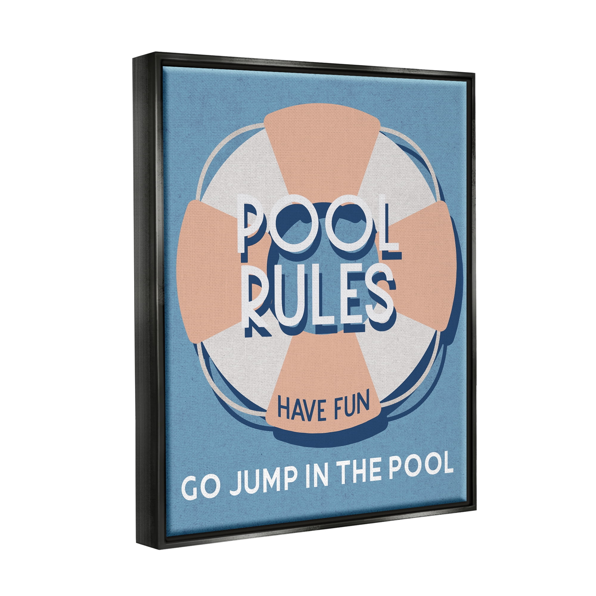 Stupell Industries Vintage Pool Rules Nature Painting Black Floater Framed Canvas Art Print Wall Art, 25 x 31