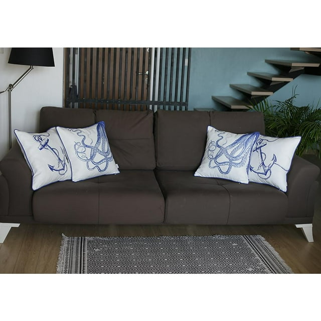 Nautica Octopus Anchor Square 18" Throw Pillow Cover (Set of 4)