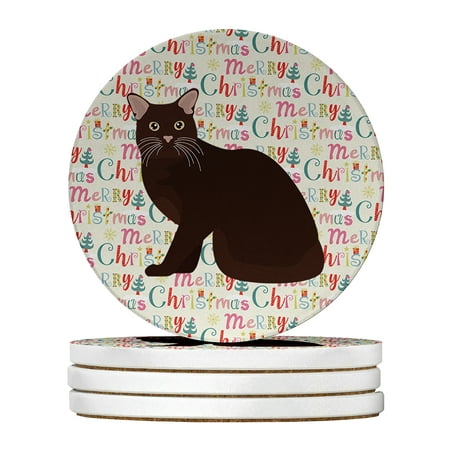 

Burmese #2 Cat Christmas Large Sandstone Coasters Pack of 4 4 in x 4 in