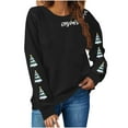 thumbnail image 2 of HOMBOM Merry Christmas Sweatshirts for Womens Lightweight Black Crewneck Pullover Ugly Soft Womems Tops Long Sleeve, 2 of 6