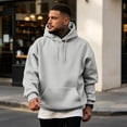 thumbnail image 5 of Men's Hooded Long Sleeve Solid Sweatshirt Oversized Casual Pullover Comfortable Basic Top with Kangaroo Pocket for Fall Winter Everyday Wear and Weekend Outings Light Gray S, 5 of 6