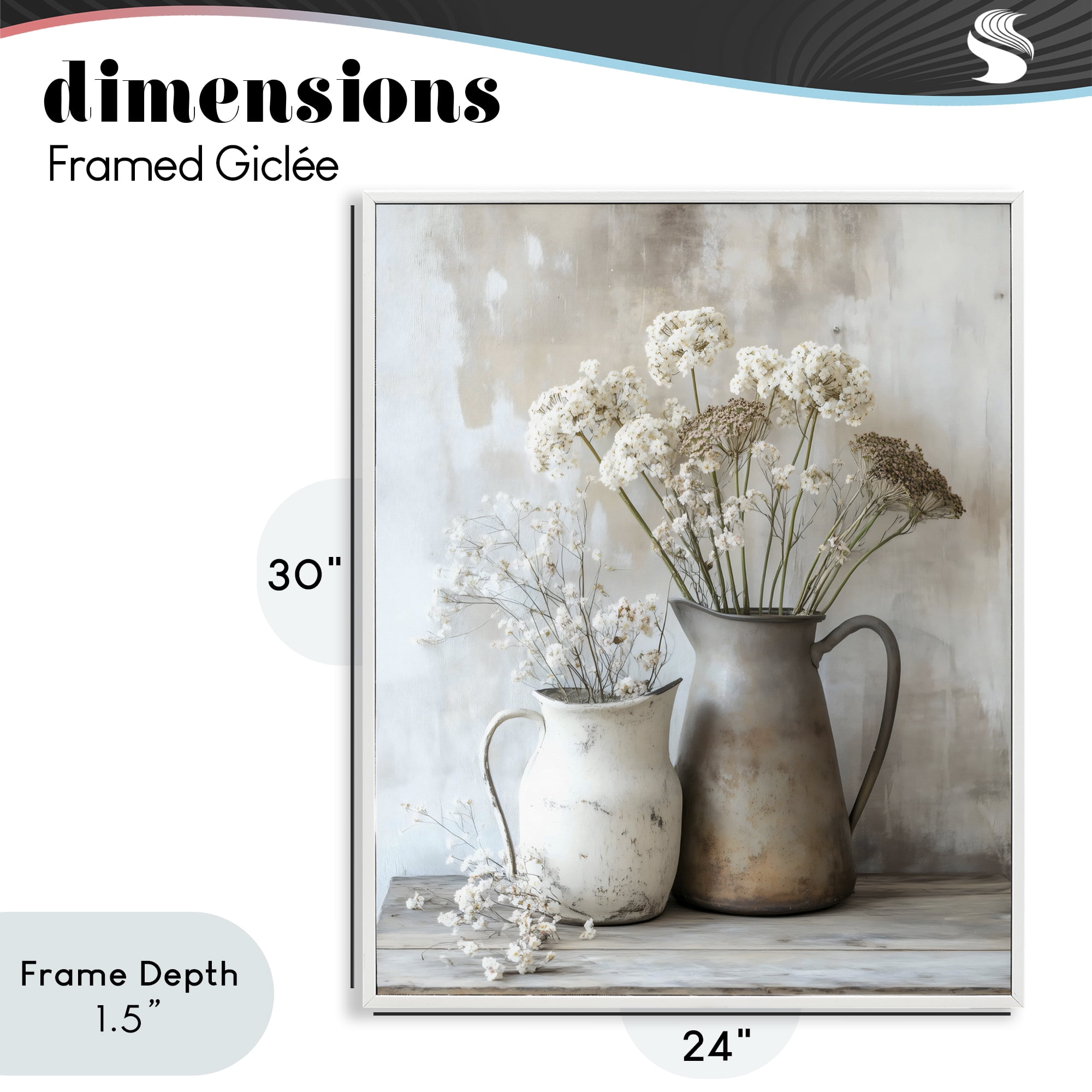 Stupell Industries Rustic Flower Arrangement in Pitchers White Framed Giclee Art, design by Creative Studio