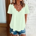 thumbnail image 6 of PNTUTB Summer Fashion Versatile Women's Casual Wavy V Neck Openwork Loose Comfortable Short Sleeve T Shirt, 6 of 6