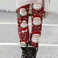 thumbnail image 2 of Mingw Womens Christmas High Waisted Leggings Snowflake and Santa Print Yoga Pants Soft Stretch Ankle Length Leggings ,Multicolor,M, 2 of 6