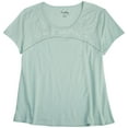 thumbnail image 1 of Coral Bay Womens Crochet Line Floral Embroidery Neck Top Large Seafoam, 1 of 3