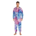 thumbnail image 3 of FORMRS Onesies Pajama for Adults Unisex Hoodie Winter Jumpsuit One Piece Sleepwear, Sizes S-2XL, Watercolor Blue Marble Pattern, 3 of 7