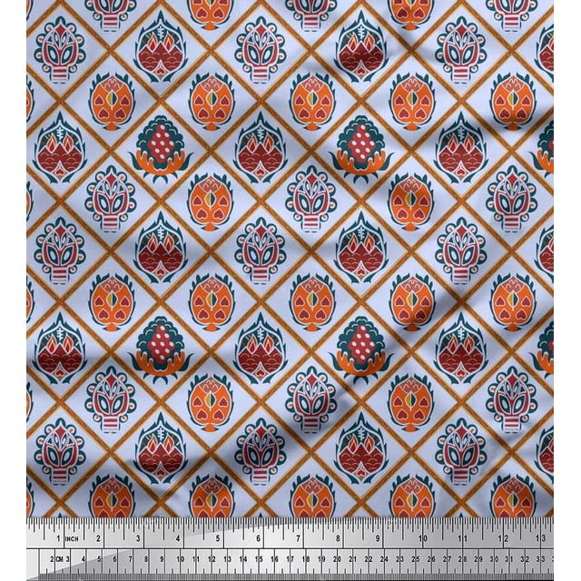 Soimoi Rayon Crepe Fabric Geometric & Art African Print Fabric by Yard 46 Inch Wide