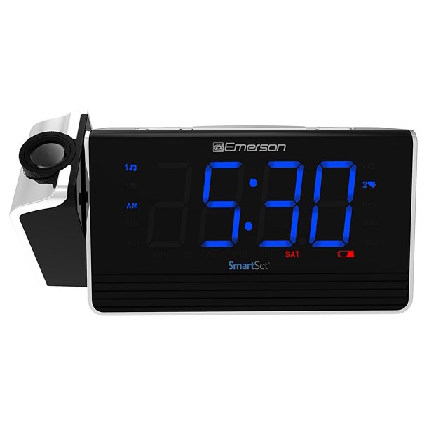 Emerson SmartSet Projection Alarm Clock Radio with USB Charging for
