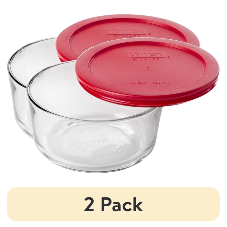 Pyrex Simply Store 4-Cup Glass Food Storage Set with Red Lids photo 1