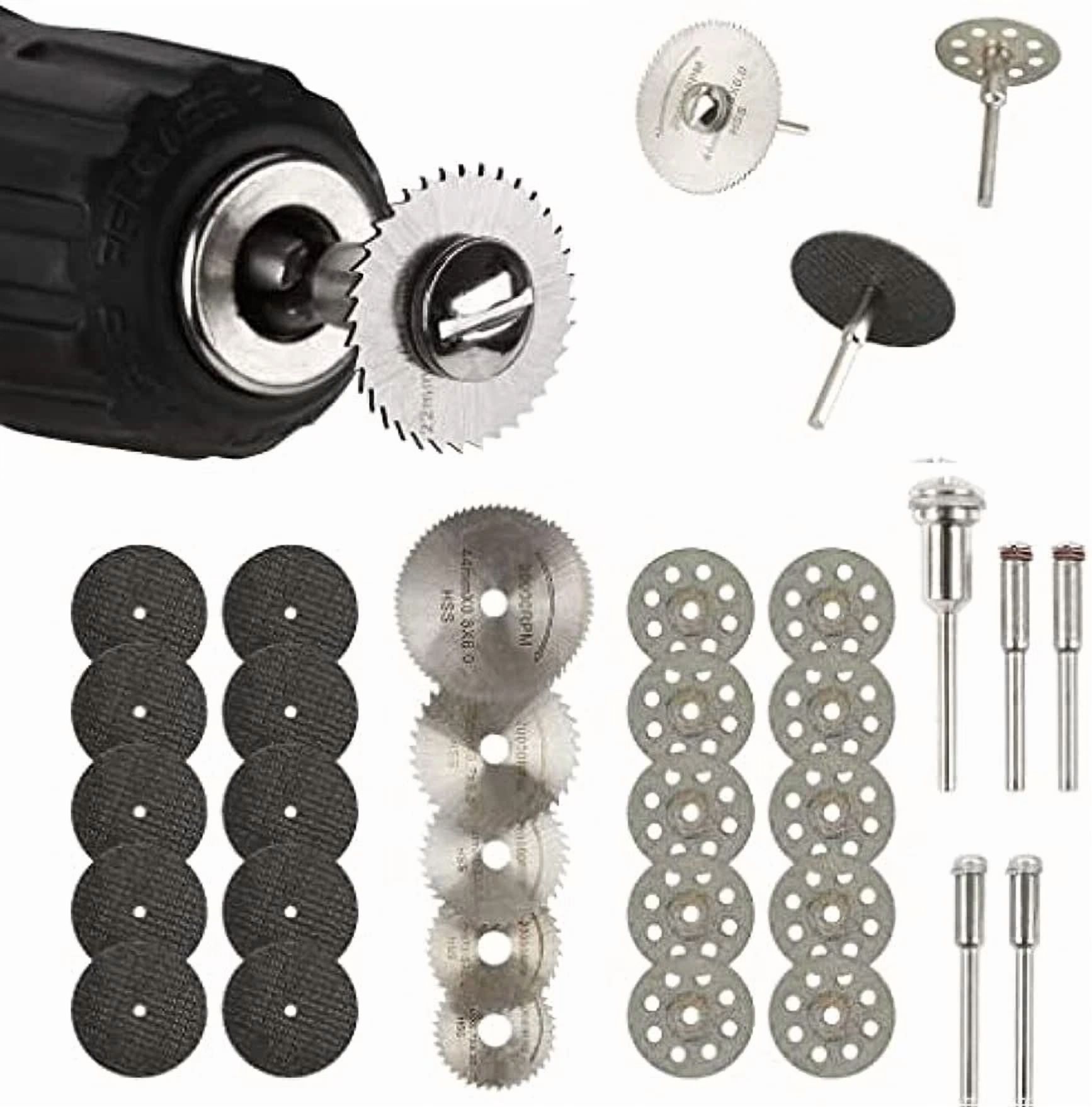 ZYLER- 30Pcs Cutting Wheel Set Drill For Dremel Rotary Tool Accessories W/ 1/8" Mandrel