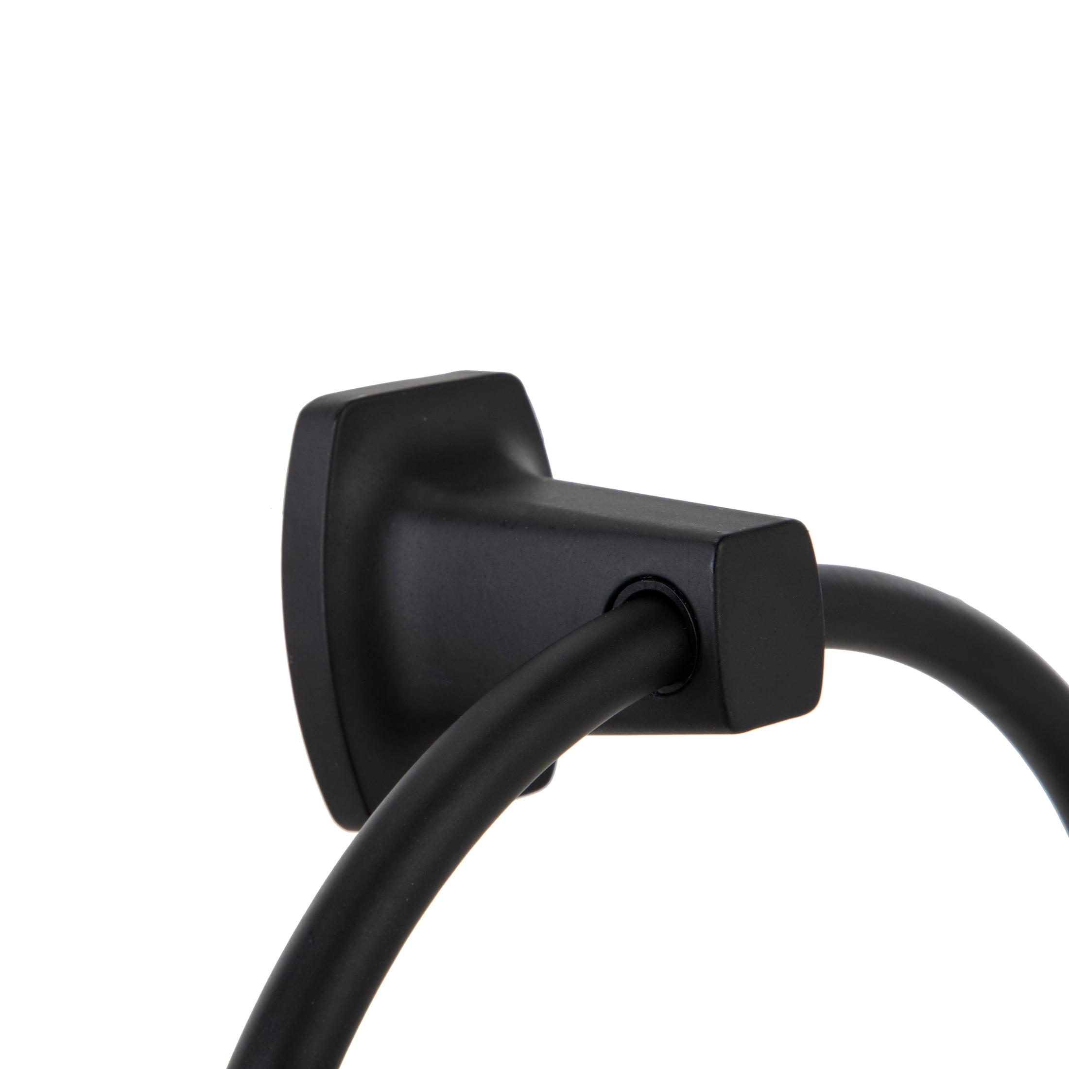 (4 pack) Mainstays Square Wall Mount Towel Ring, Matte Black, 7.1 in