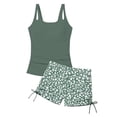thumbnail image 3 of Girls Ruched Two Piece Swimsuit Set, Side Tie Boy Shorts Bathing Suit, Summer Pool Beachwear for Kids Vacation, 3 of 4