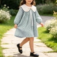 thumbnail image 3 of StSilkitty Dress for Girls Plaid Cotton Long Sleeve Collared Bowknot A-Line Dresses Fall Lightweight Casual Outfits, 3 of 7
