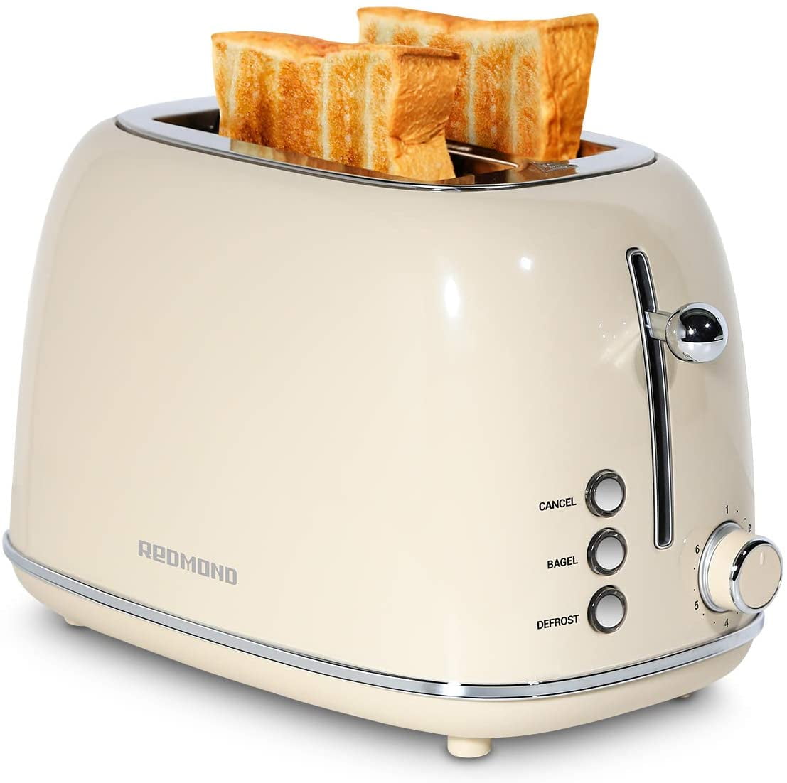 REDMOND 2 Slice Toaster Retro Stainless Steel Toaster with Bagel 