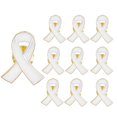 thumbnail image 1 of Memorial Joint Brooch White Ribbon Pin, Respectful Mourning Workwear Accessory for Funerals, Remembrance Events, and Sympathy Expression Attire, 1 of 8