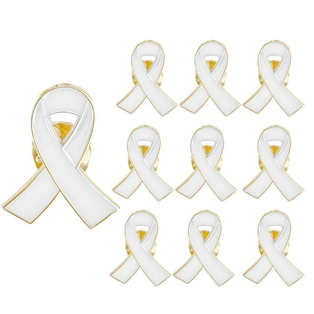 Memorial Joint Brooch White Ribbon Pin, Respectful Mourning Workwear Accessory for Funerals, Remembrance Events, and Sympathy Expression Attire