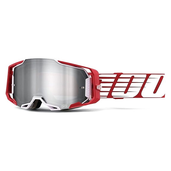 Premium Protective Sport Goggles with Ultra Lens & Nose Guard (Oversized Deep Red - Mirror Silver Flash Lens)