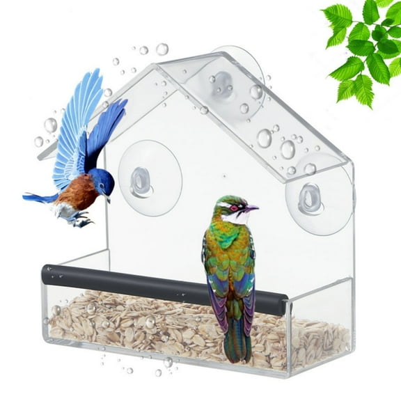 GUCHO Window Bird Feeder with 3 Extra Strong Suction Cups, Sturdy and Durable Acrylic Bird Feeders for Viewing Wild Bird Outside, as a Bird Watching Gift, Outdoor Bird Feeder, and Garden Decor