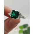 thumbnail image 2 of 8mm - 10mm Asscher Square Cut, Simulated Emerald, Three Stone Ring, Sterling Silver,, 2 of 3