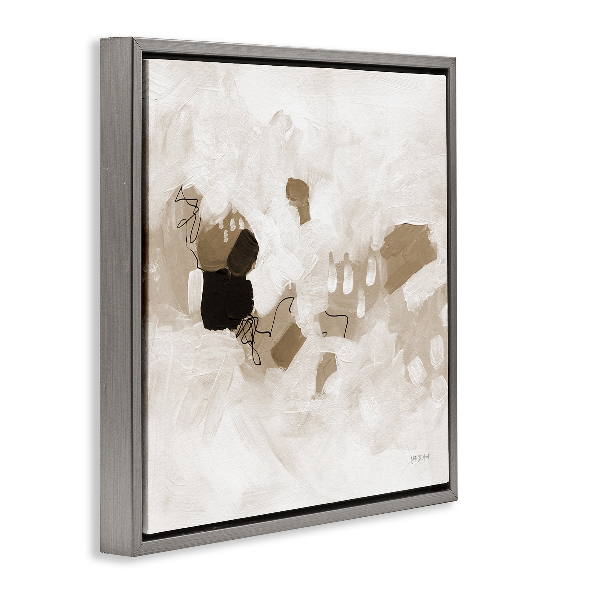 Stupell Industries Neutral Classic Conservatory Abstract Painting Gray Floater Framed Canvas Art Print Wall Art, 25 x 25