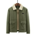 thumbnail image 6 of MELDVDIB Mens Zip-Up Corduroy Cargo Coats Fleece Fashion Causal Solid Color Loose Fit Hoodless Jacket Fall Winter Long Sleeve Lounge Outwear Tops Army Green L, 6 of 6