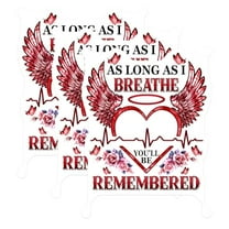 (3 Pack) in Memory Decals - Remembrance Heart Decal - Butterfly Decal - 3 Inches On Longest Side - Easy Peel & Apply - Made in USA - 3MCS4896