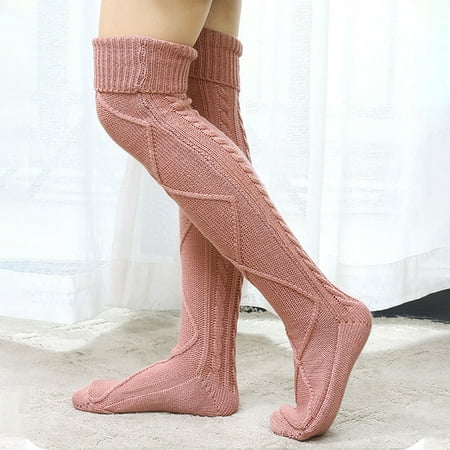 

6 pairs * Women S Fashion Warm Woolen Stockings Big Diamond Reverse Pile Pile Socks Knee Socks Winter socks for girls 12-14 years