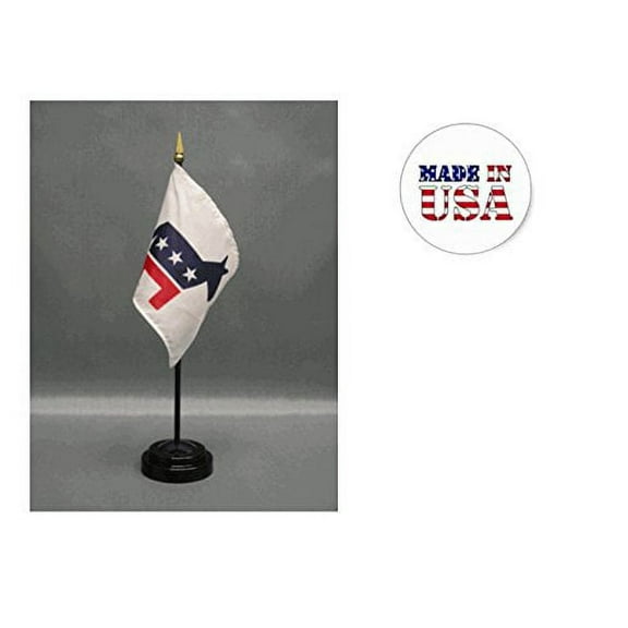 Made in the USA. 2 Democrat 4"x6" Miniature Desk & Table Flags Includes 2 Flag Stands & 2 Democratic Donkey Small Mini Stick Flags