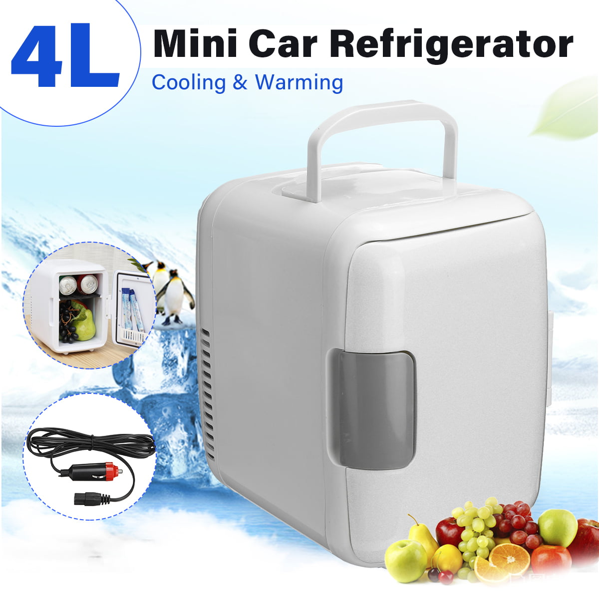 4L Mini Refrigerator 12V/220V Portable Hot And Cold Dual-Use