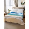 thumbnail image 2 of Ocean Beach California King Size Flat Sheet, Wrinkleproof & Fadeproof Cooling Flat Bed Sheet Only, Blue Sky Waves Sand Horizon Shore Summer Breathable Soft Bedding Top Sheets 108 x 98 Inches, 2 of 8