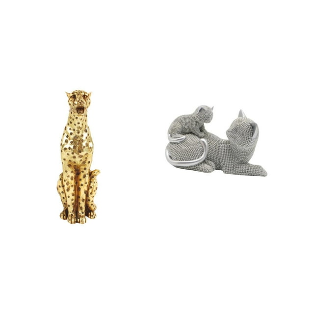 Figura de guepardo,Figura de guepardo dorado,adorno de escritorio moderno,Figura de escritorio,Estatua de gato,linda estantería,escritorio,decoración del hogar,Figura decorativa creativa para