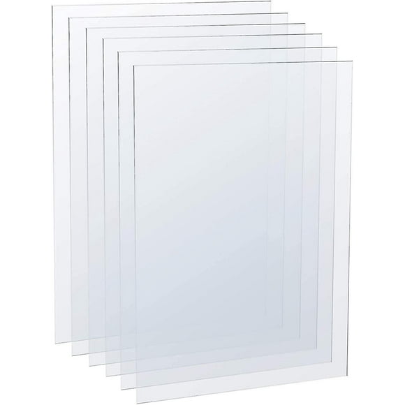 6 Pcs Clear Acrylic Sheets, Plastic Perspex Sheets, Transparent Plexiglass Panels Boards Sheets for Picture Frame Glass Replacement, Display Projects