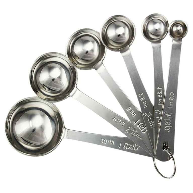 Techtongda Stainless Steel Measuring Spoons Set 6 Pieces New, Silver