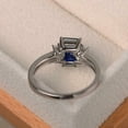 thumbnail image 3 of HeartsAndYou 2ct Natural Sapphire & Diamond Baguette Accent Trilogy Ring 14k SOLID White Gold, 3 of 8